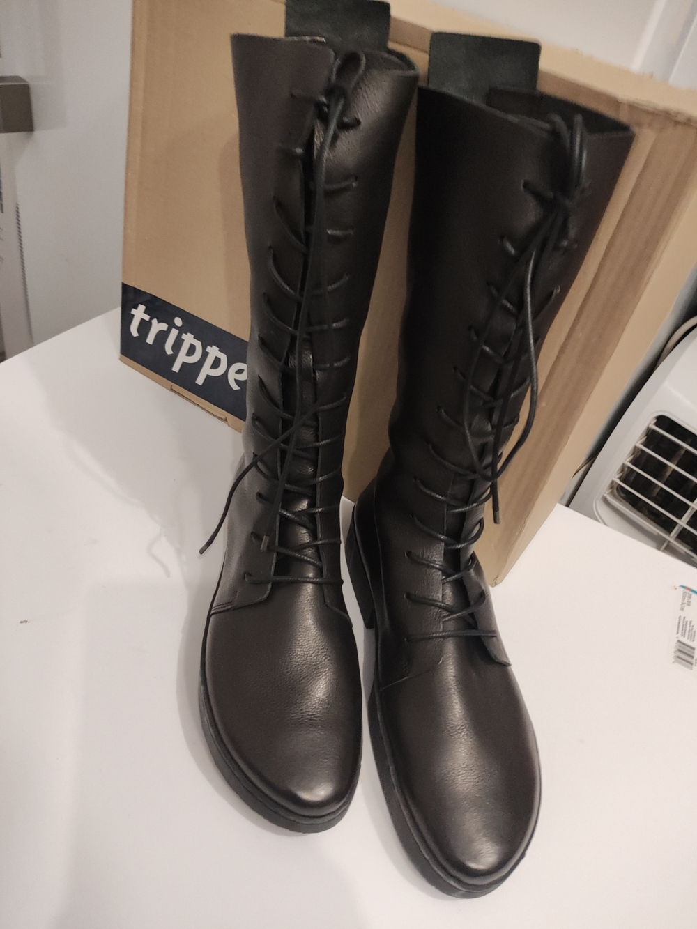 Trippen Black Lace-Up Combat Boots 42.